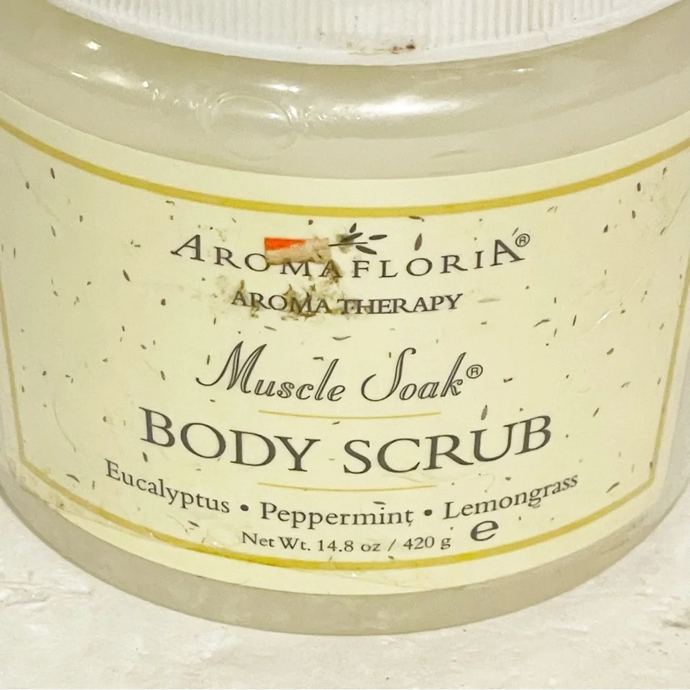 AROMAFLORIA AROMATHERAPY MUSCLE SOAK BODY SCRUB‎ EXFOLIATE PEPPERMINT 14.8oz NEW